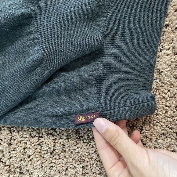Vintage IZOD Wool Blend V Neck Sweater Pull Over Size XXL Gray Grey Minimalist - Picture 3 of 7
